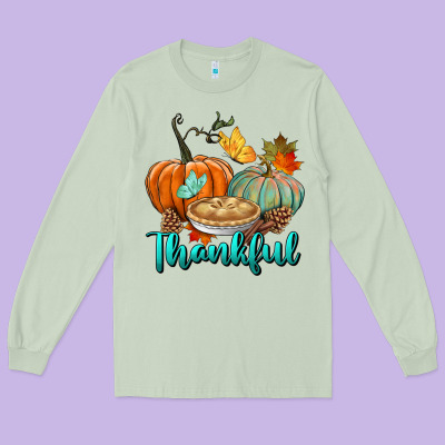 Thankful Pumpkins Long Sleeve Tee Designed By Bundleandbundleshop