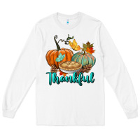 White thankful pumpkins Long Sleeve Tee - BundleAndBundleShop
