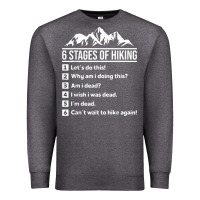 Charcoal Heather hiking 6 stages of hiking funny hiking nature adventure Premium Sweatshirt - baoMotion