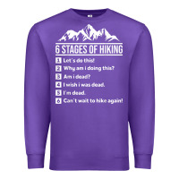 Purple hiking 6 stages of hiking funny hiking nature adventure Premium Sweatshirt - baoMotion