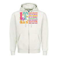 Oatmeal Heather it is okay to Zipper Hoodie - JahusDesignShop