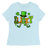 Baby Blue St. Patrick's lucky leprechaun Ladies Tee - OliviaCreatesArt