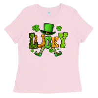 Bubblegum Pink St. Patrick's lucky leprechaun Ladies Tee - OliviaCreatesArt