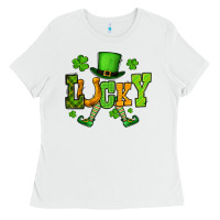 White St. Patrick's lucky leprechaun Ladies Tee - OliviaCreatesArt