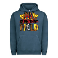 Pigment Midnight Navy softball my heart is on that field Urban Hoodie - RanaPortraitStore