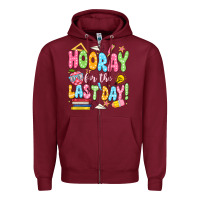 Burgundy hooray for the last day white Zipper Hoodie - JahusDesignShop
