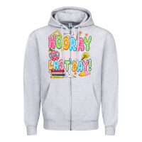 Heather Grey hooray for the last day white Zipper Hoodie - JahusDesignShop