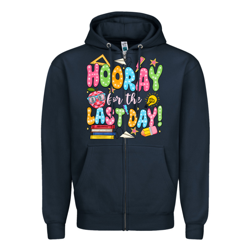 Hooray For The Last Day White Zipper Hoodie by JahusDesignShop | Teevron