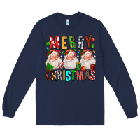 Navy Merry christmas santa Long Sleeve Tee - FaDigitalArtStudio