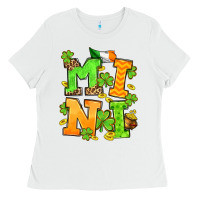 White St. Patrick's Day mini Ladies Tee - OliviaCreatesArt