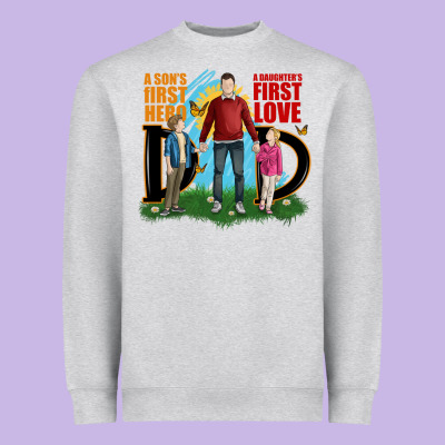 A Sons First Hero A Daughters First Love Heavyweight Sweatshirt Designed By Jahusdesignshop