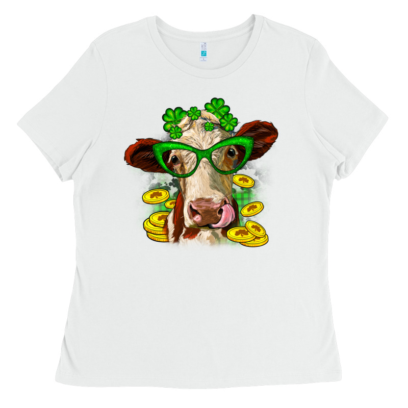 St. Patrick's Day Cow Ladies Tee by OliviaCreatesArt | Teevron
