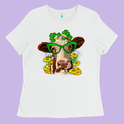 St. Patrick's Day Cow Ladies Tee Designed By Oliviacreatesart