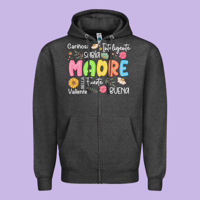 Madre Spanish Mothers Day Zipper Hoodie Designed By Jahusdesignshop