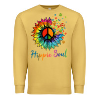Antique Gold daisy peace sign hippie soul retro hippie flower lovers t shirt Premium Sweatshirt - baoMotion