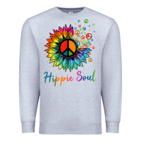 Heather Grey daisy peace sign hippie soul retro hippie flower lovers t shirt Premium Sweatshirt - baoMotion