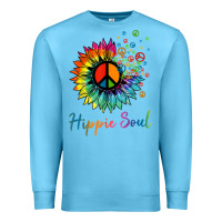 Ocean Blue daisy peace sign hippie soul retro hippie flower lovers t shirt Premium Sweatshirt - baoMotion