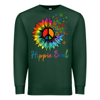 Sports Green daisy peace sign hippie soul retro hippie flower lovers t shirt Premium Sweatshirt - baoMotion