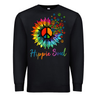Black daisy peace sign hippie soul retro hippie flower lovers t shirt Premium Sweatshirt - baoMotion