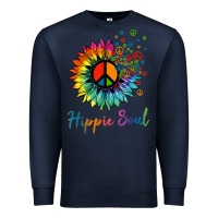 Navy daisy peace sign hippie soul retro hippie flower lovers t shirt Premium Sweatshirt - baoMotion