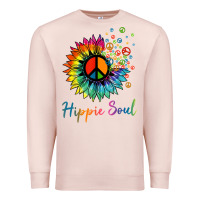 Pale Pink daisy peace sign hippie soul retro hippie flower lovers t shirt Premium Sweatshirt - baoMotion