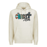 Oatmeal Heather in christ alone Premium Hoodie - RacoonDesign