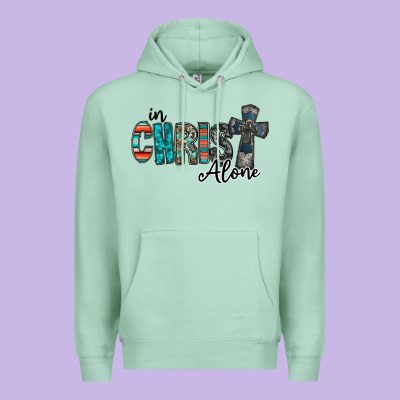 In Christ Alone Premium Hoodie Designed By Racoondesign