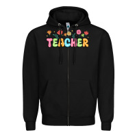 Black custom teacher flowers Zipper Hoodie - JahusDesignShop
