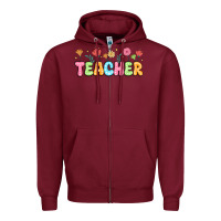 Burgundy custom teacher flowers Zipper Hoodie - JahusDesignShop