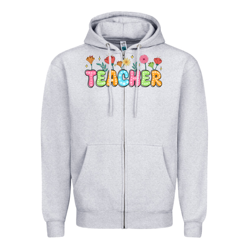 Custom Teacher Flowers Zipper Hoodie by JahusDesignShop | Teevron