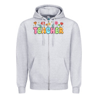 Heather Grey custom teacher flowers Zipper Hoodie - JahusDesignShop