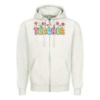 Oatmeal Heather custom teacher flowers Zipper Hoodie - JahusDesignShop
