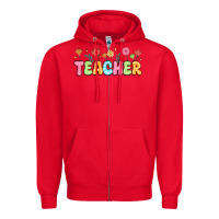 Red custom teacher flowers Zipper Hoodie - JahusDesignShop