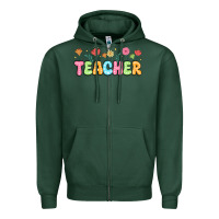 Sports Green custom teacher flowers Zipper Hoodie - JahusDesignShop