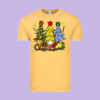 Christmas With Softball Trees Bbs Vintage Tee Designed By Bundleandbundleshop