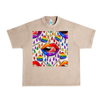 French Oak Pride lgbtq lips and heart lollipop seamless patte Urban Heavy Tee - BundleAndBundleShop