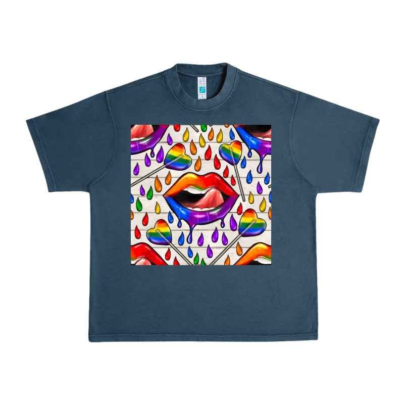 Pride Lgbtq Lips And Heart Lollipop Seamless Patte Urban Heavy Tee by BundleAndBundleShop | Teevron