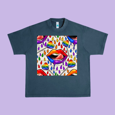 Pride Lgbtq Lips And Heart Lollipop Seamless Patte Urban Heavy Tee Designed By Bundleandbundleshop