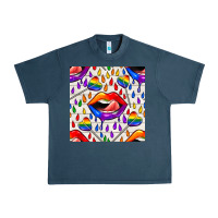 Midnight Navy Pride lgbtq lips and heart lollipop seamless patte Urban Heavy Tee - BundleAndBundleShop