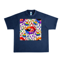 Navy Pride lgbtq lips and heart lollipop seamless patte Urban Heavy Tee - BundleAndBundleShop