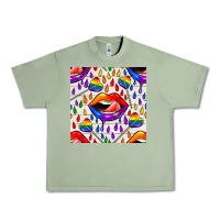 Oil Green Pride lgbtq lips and heart lollipop seamless patte Urban Heavy Tee - BundleAndBundleShop