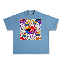 Pebble Blue Pride lgbtq lips and heart lollipop seamless patte Urban Heavy Tee - BundleAndBundleShop