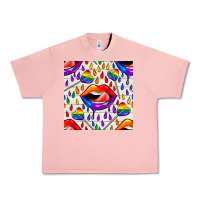 Salmon Pride lgbtq lips and heart lollipop seamless patte Urban Heavy Tee - BundleAndBundleShop