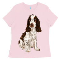 Bubblegum Pink english cocker spaniel Ladies Tee - FaDigitalArtStudio