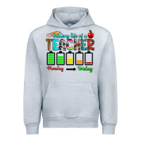 Heather Grey battery life of a teacher monday friday Urban Hoodie - RanaPortraitStore