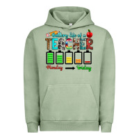 Pigment Oil Green battery life of a teacher monday friday Urban Hoodie - RanaPortraitStore