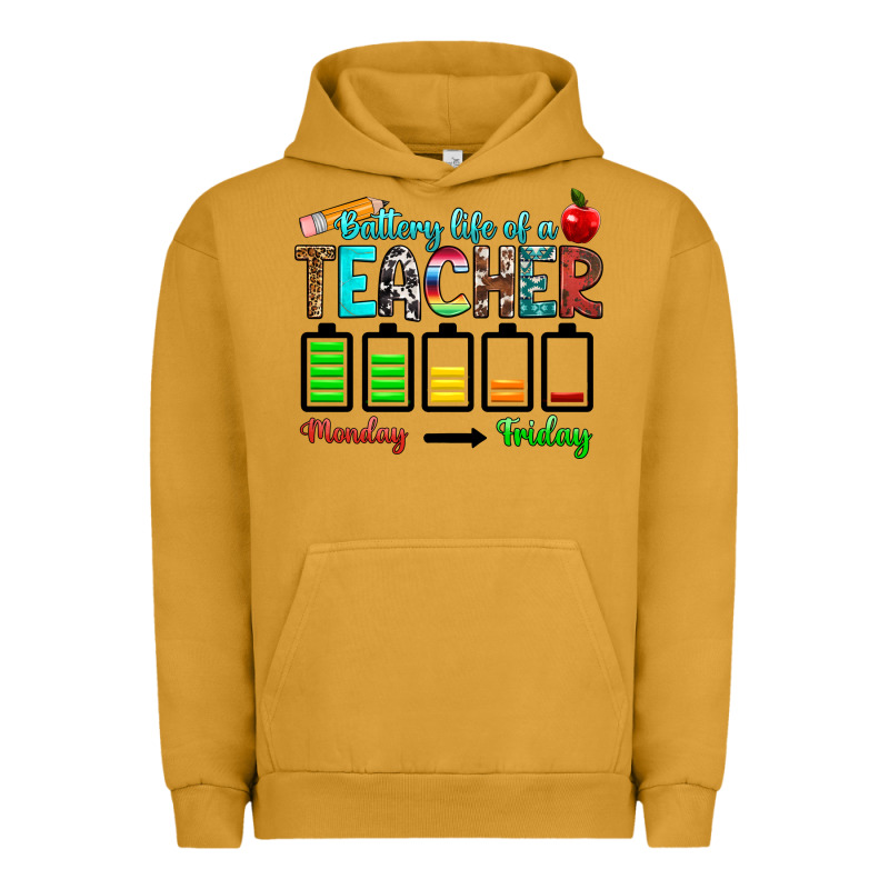 Battery Life Of A Teacher Monday Friday Urban Hoodie by RanaPortraitStore | Teevron