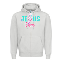 Dove Grey jesus saves Zipper Hoodie - JahusDesignShop