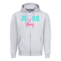 Heather Grey jesus saves Zipper Hoodie - JahusDesignShop