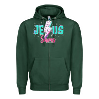 Sports Green jesus saves Zipper Hoodie - JahusDesignShop
